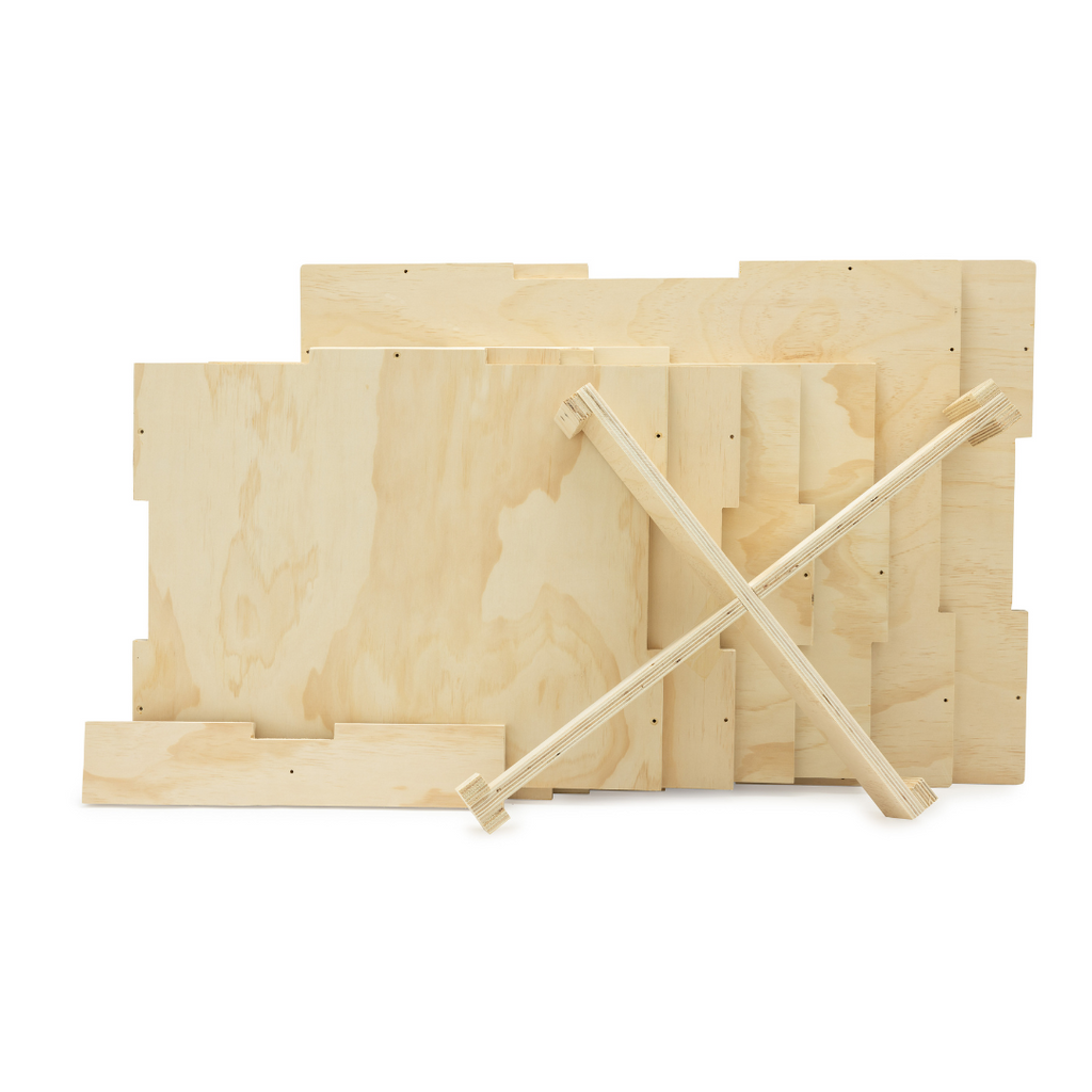 3-in-1 Wood Plyo Cube – Adjustable 20/24/30" Plyometric Box for Jumps, Step-Ups, and Strength Training – Heavy-Duty Poplar & Eucalyptus Construction – Flat Pack with Easy Assembly