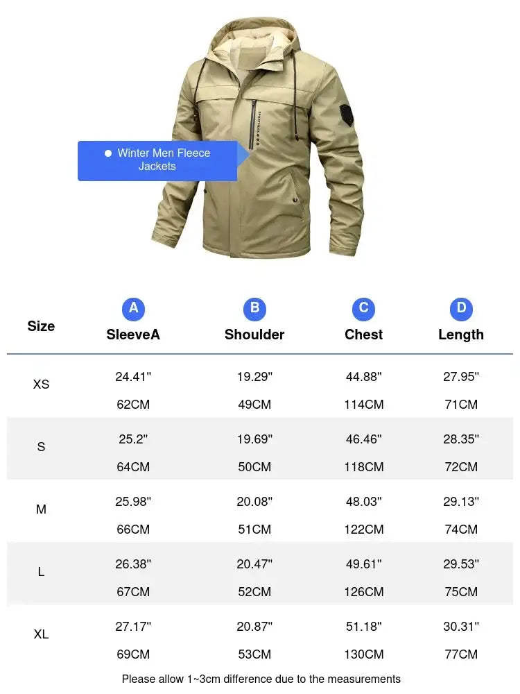 Winter Men's Warm Padded Jackets Fashion Men Fleece Lined Thermal Hooded Coats Men Mountain Ski Windbreaker Jackets Clothing